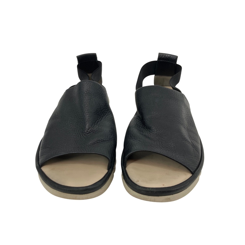 The FLEXX Slingback Sandals Womens 9 Black Good Leather Platform Elastic Strap - Picture 2 of 9